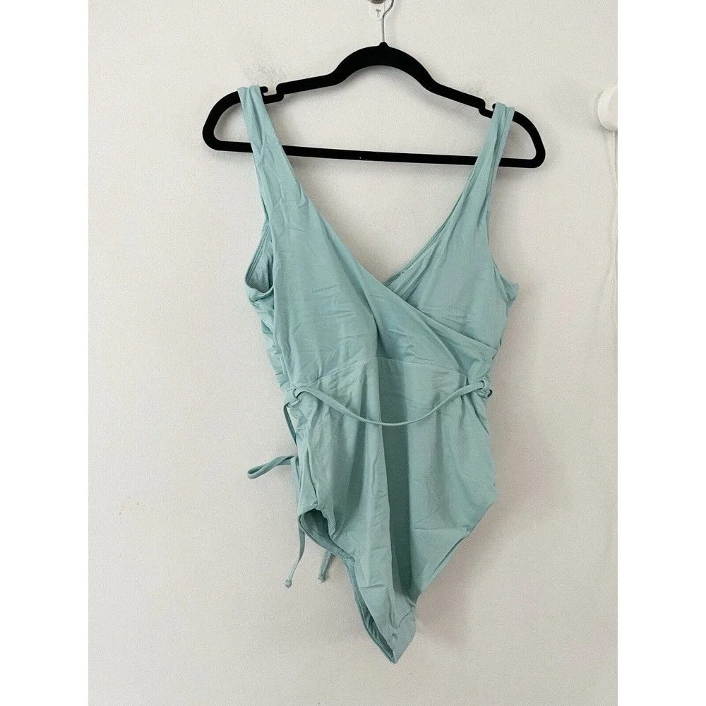 NWT Andie Swim The Belmar One Piece Cabana Blue Tie Waist Swimsuit Sz Medium - Picture 4 of 7